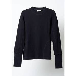 NEW NICHOLAS DALEY men's crew neck waffle shirt in black